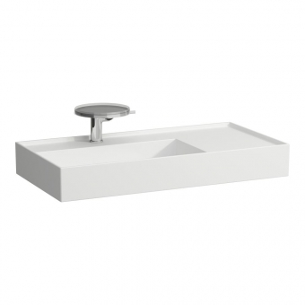 Praustuvas Laufen KARTELL 900x460x120 mm, platus kraštas dešinėje, su 1 anga maišytuvui viduryje, be perlajos, spalva - balta matinė 